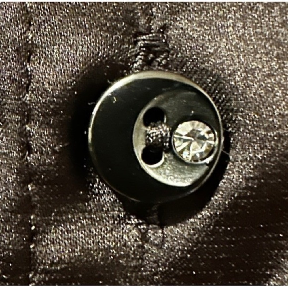 Soma 2X Black Satin Button Front Nightgown Sleep Shirt Rhinestone Button Detail - Picture 3 of 7